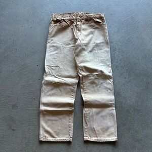 Vintage Dickies Carpenter Pants Size 36x31 Faded Tan Heavy Canvas Workwear